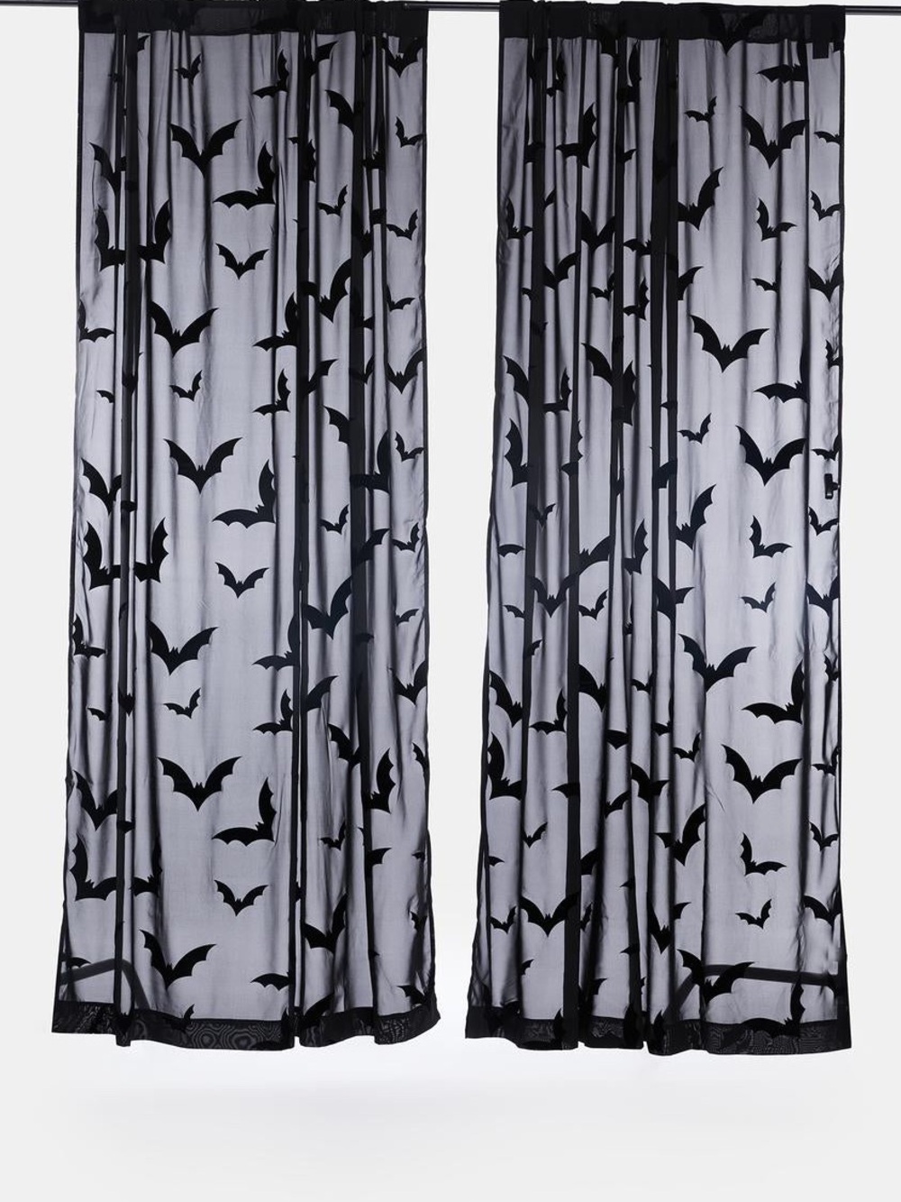 VHTF 2 deadstock 2 panels sheer velvet bat curtains goth witchy beautiful home